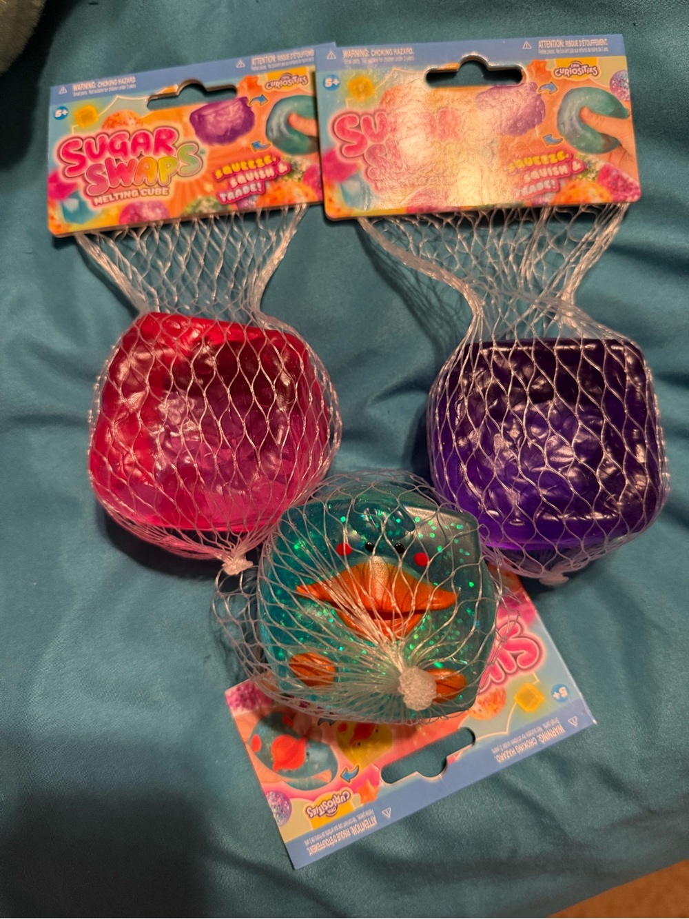 Squishy Melting Cube Toy - Purple, Pink, Teal (Pack of 3)
